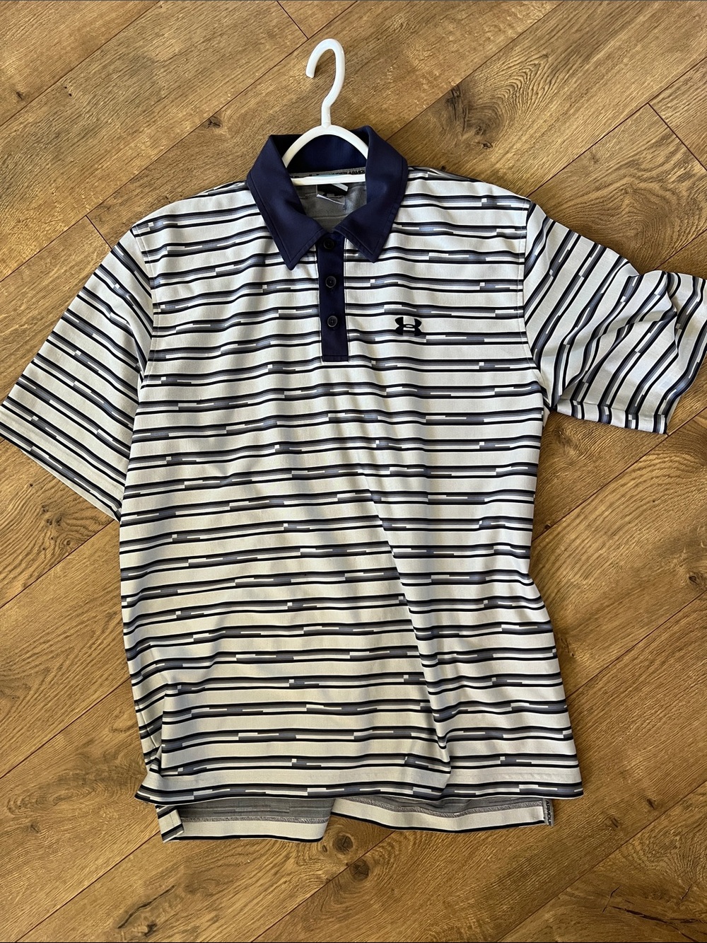Under Armour Men’s Navy & White Striped Performance Polo